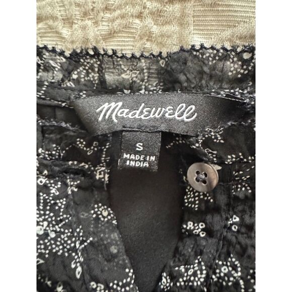 Madewell Ruffle-Neck Button-Front Mini Dress in Dotted Vines, Size S - Picture 4 of 9